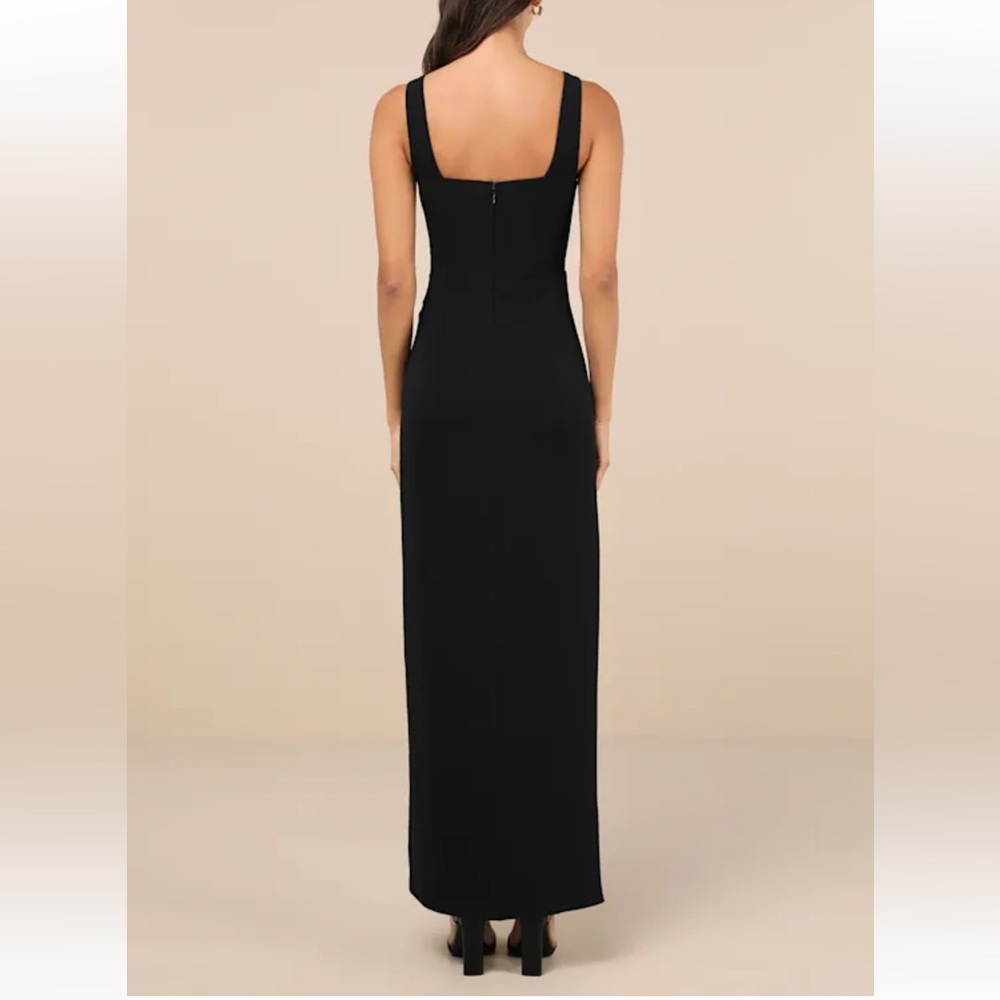 Lulus Glamorous Disposition Black Ruched Maxi Dress - Size L - Picture 3 of 3
